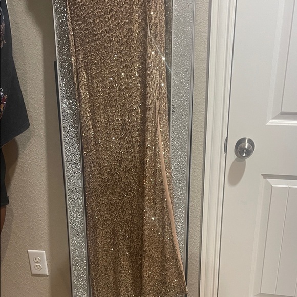 Xscape Gold Sequin Prom Dress - Picture 4 of 6